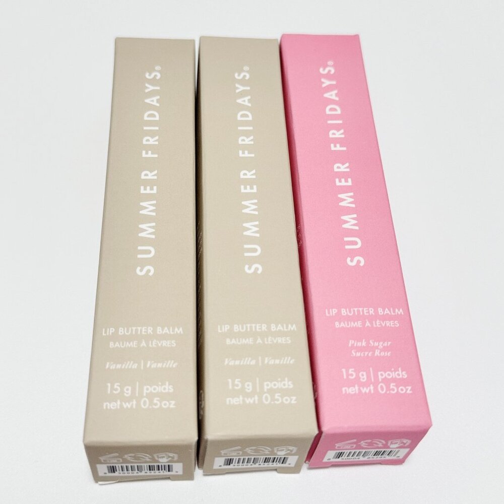 3pcs( Vanilla 2+Pink Sugar 1)Summer Fridays Lip Butter Balm Conditioning Lip